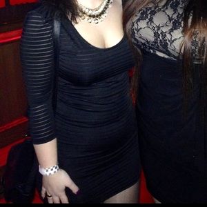 Black sheer patterned mini dress